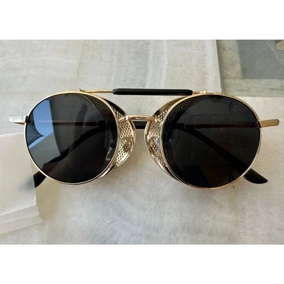 MUSELIFE Retro Round Metal Sunglasses Steampunk Men Women Brand Designer Glasses - Picture 7 of 8